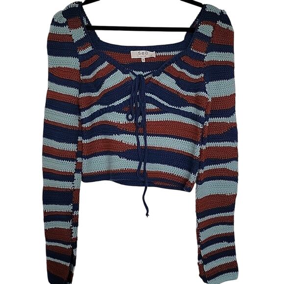 Sea New York Wavey Crochet Wool Sweater, M - Picture 1 of 9